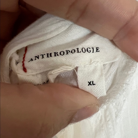 🪅Anthropologie Banded Surplice V-Neck White Wrap Smocked Kimono Blouse XL White - Picture 5 of 6